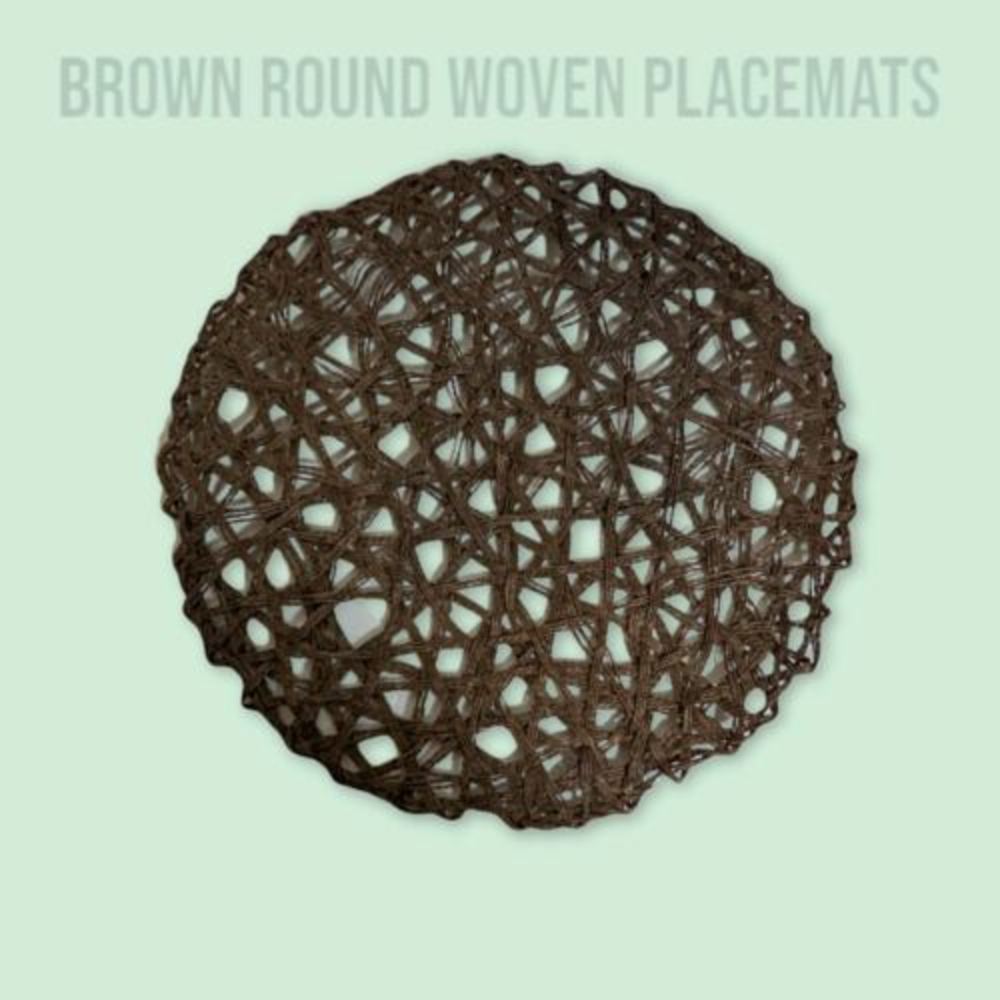 Brown Round Paper Fiber Woven Place Mats ( Set of 4)